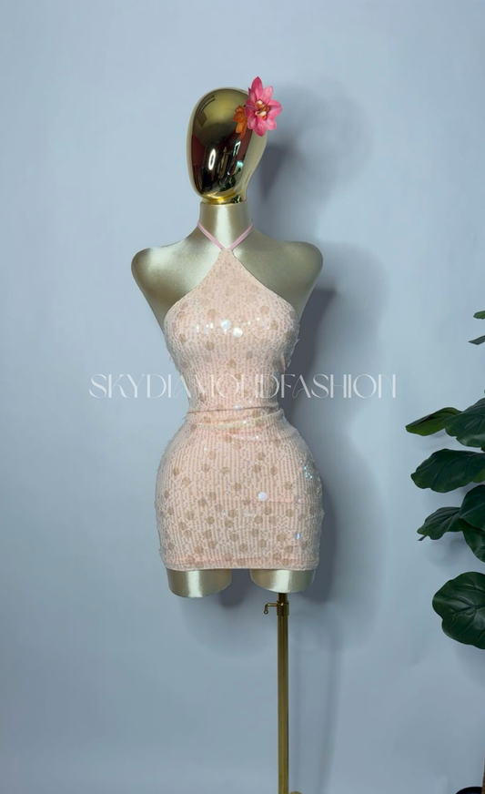 Seashell pink sequin dress