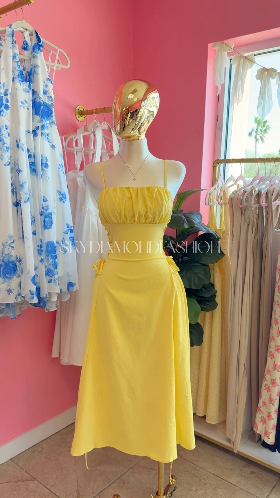 Yellow muse ruched dress
