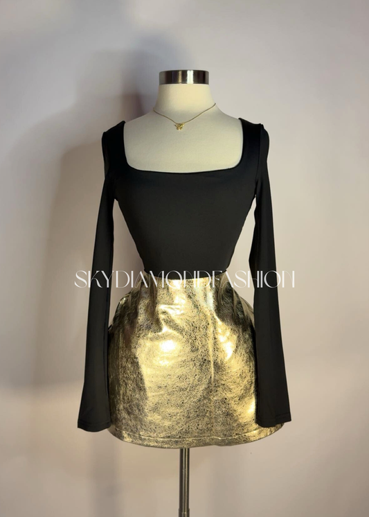 Gold leather skirt