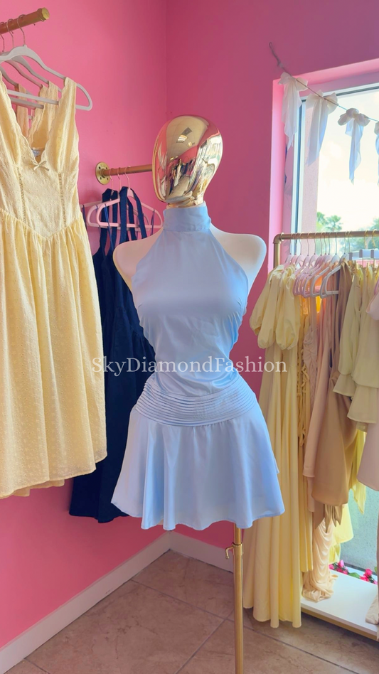 Baby blue satin dress