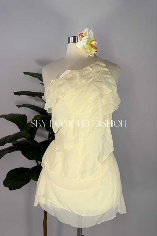 Ivory ruffle dress