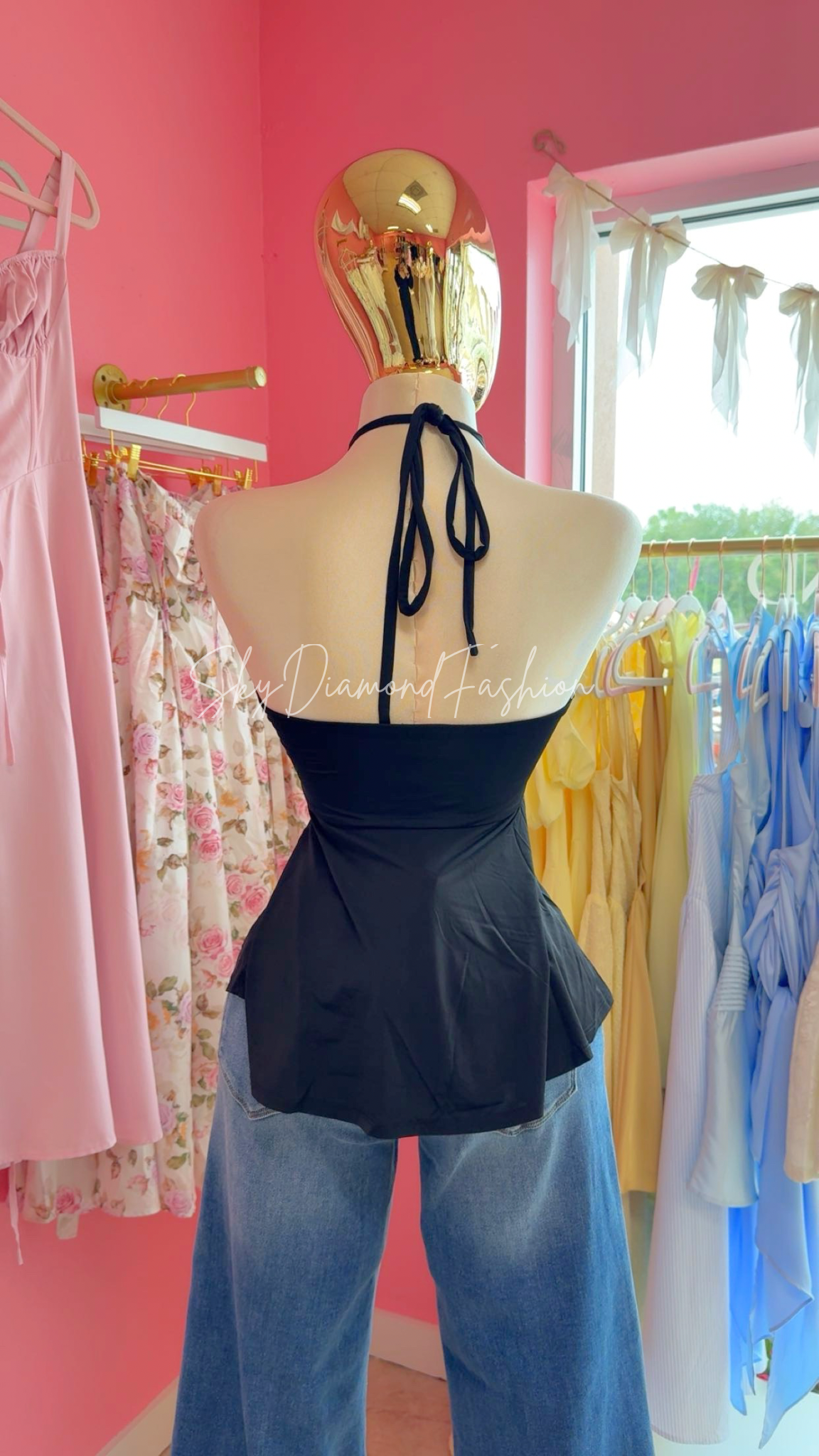 Black halter sun top