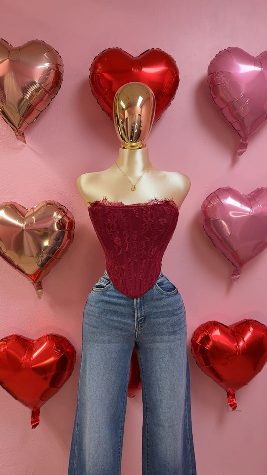 Burgundy laced corset