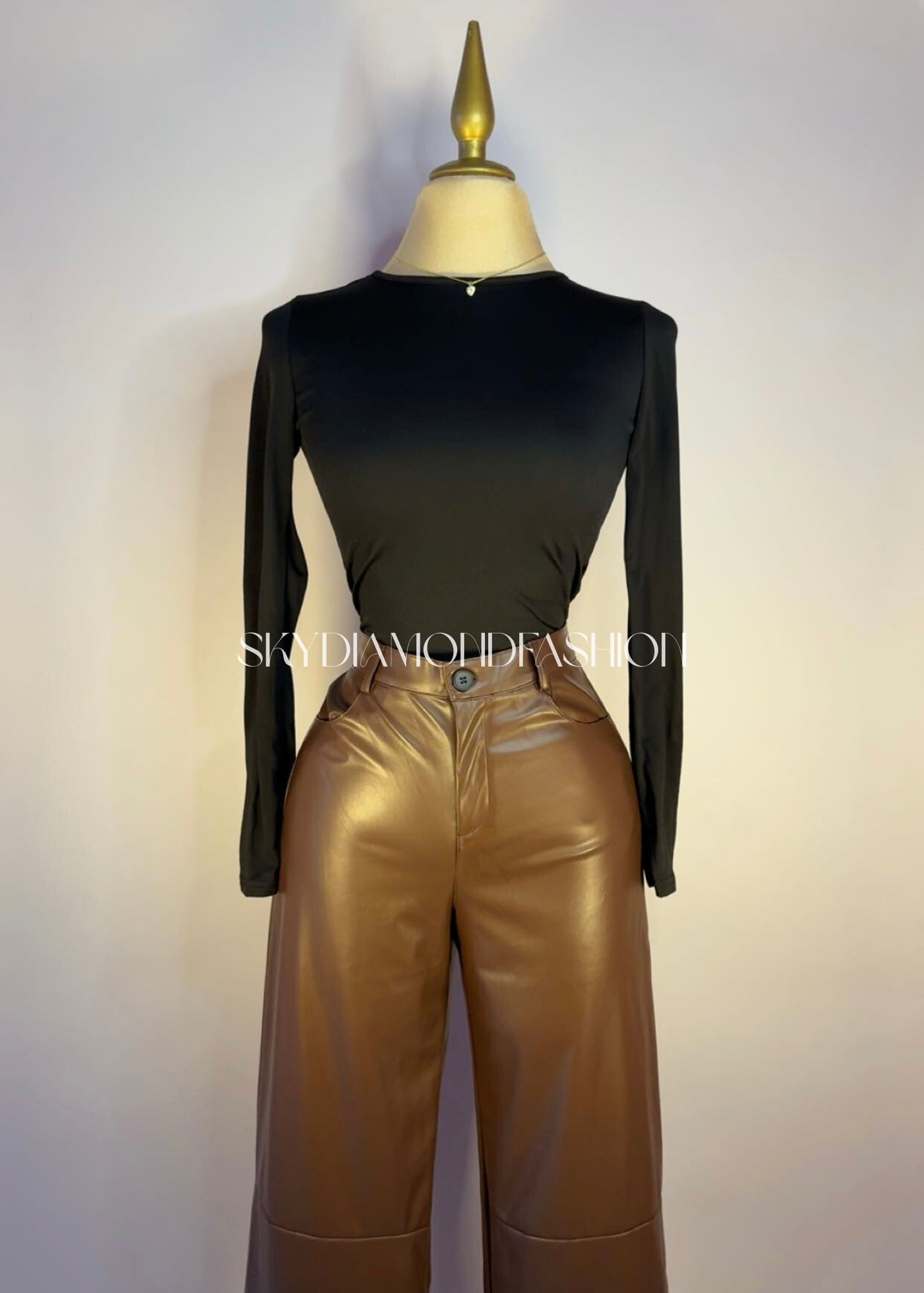 Brown flare leather pants