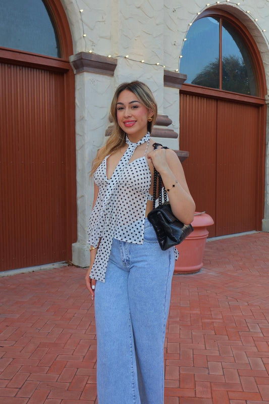Halter polka dot top