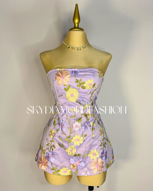 Purple floral mini dress