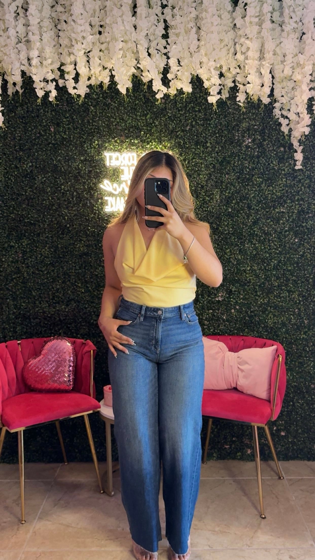 Restock! yellow satin halter top