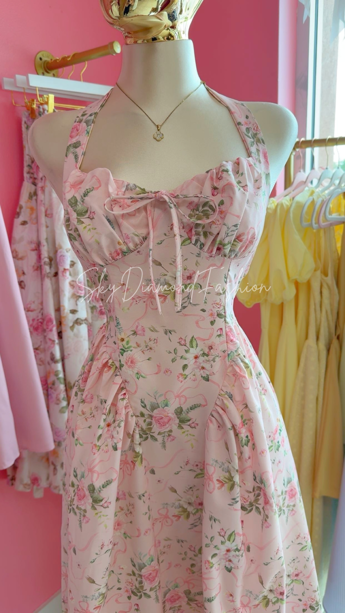 Baby pink coquette long dress