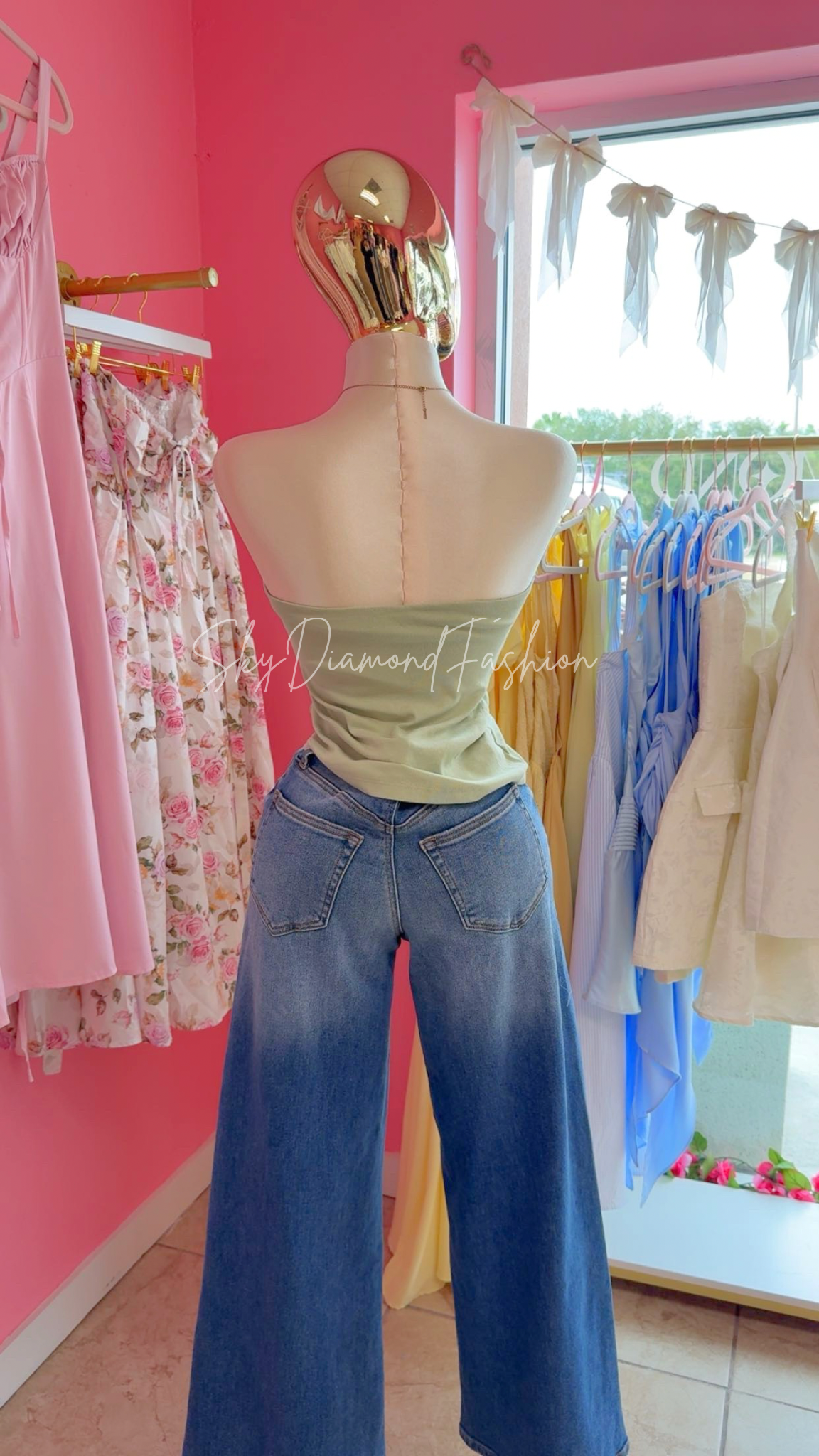 Green sage tube top