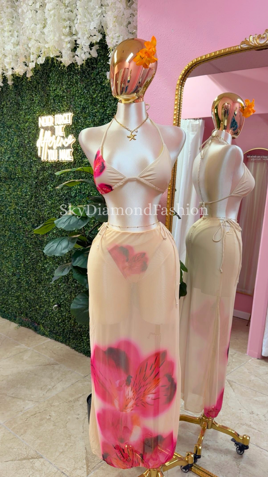 3pc light yellow bikini