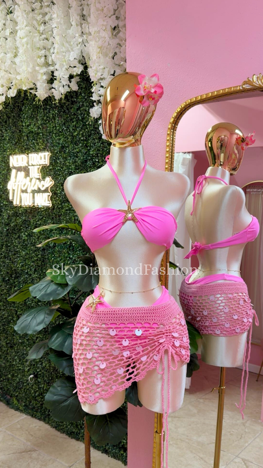 2pc starfish pink bikini