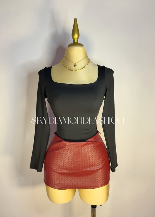 Burgundy leather Skort
