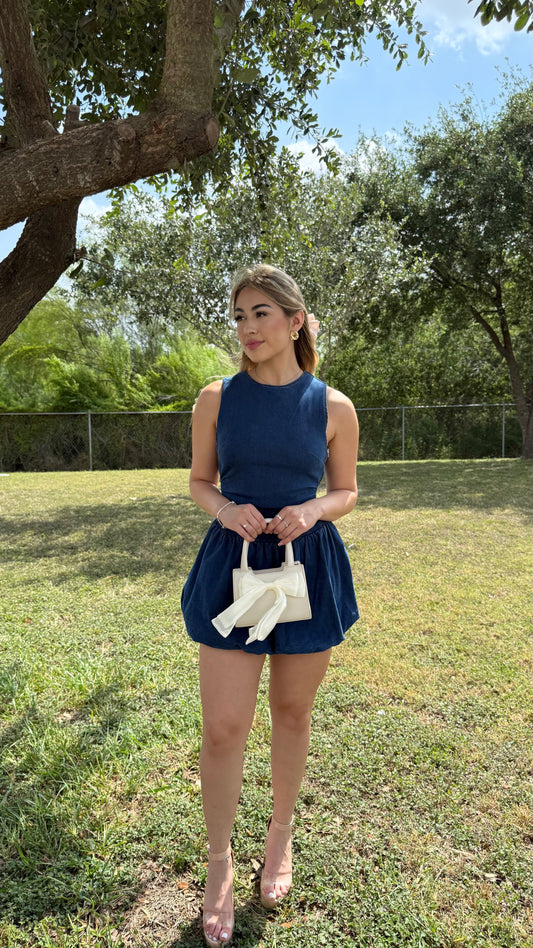 RESTOCK- Denim bubble dress