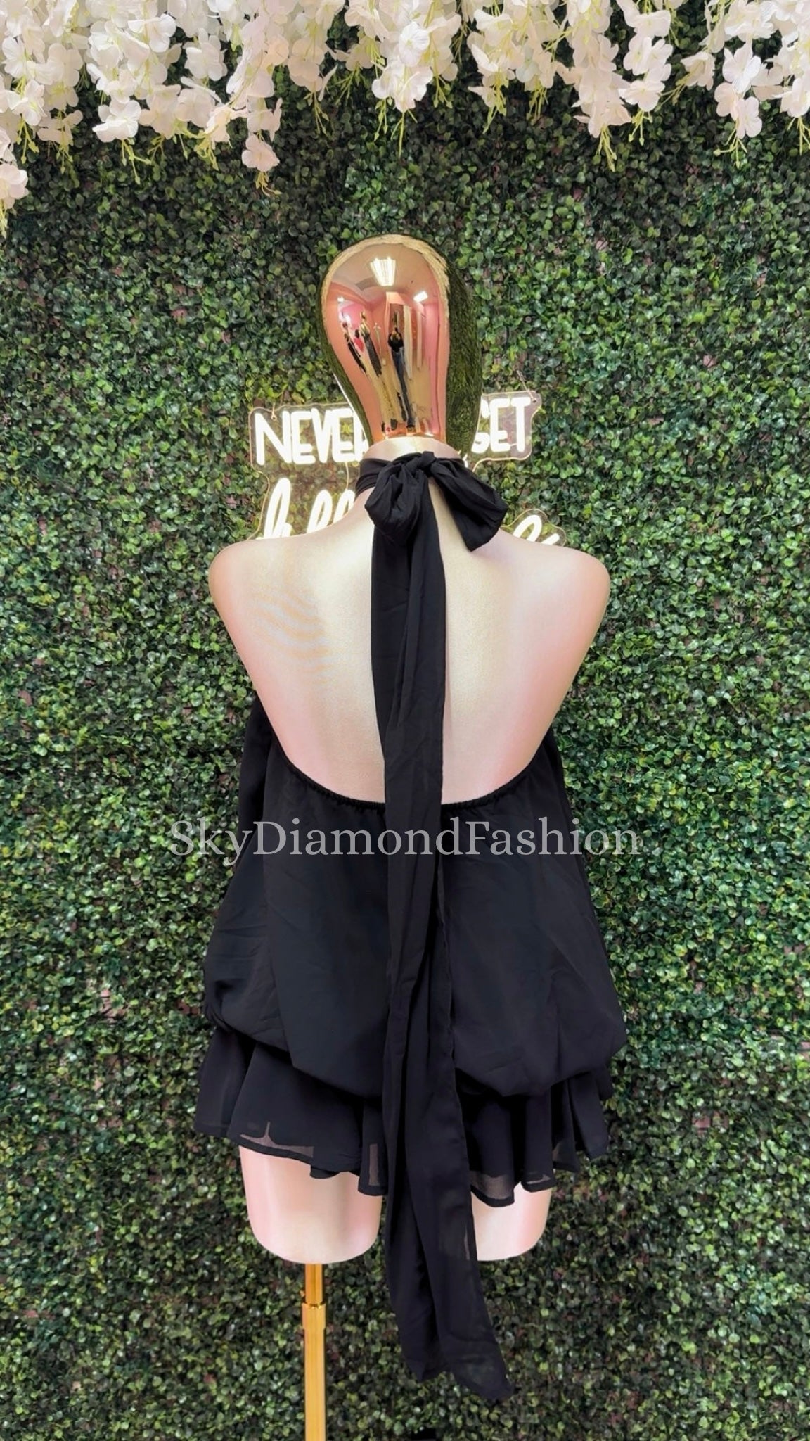 Restock black halter dress