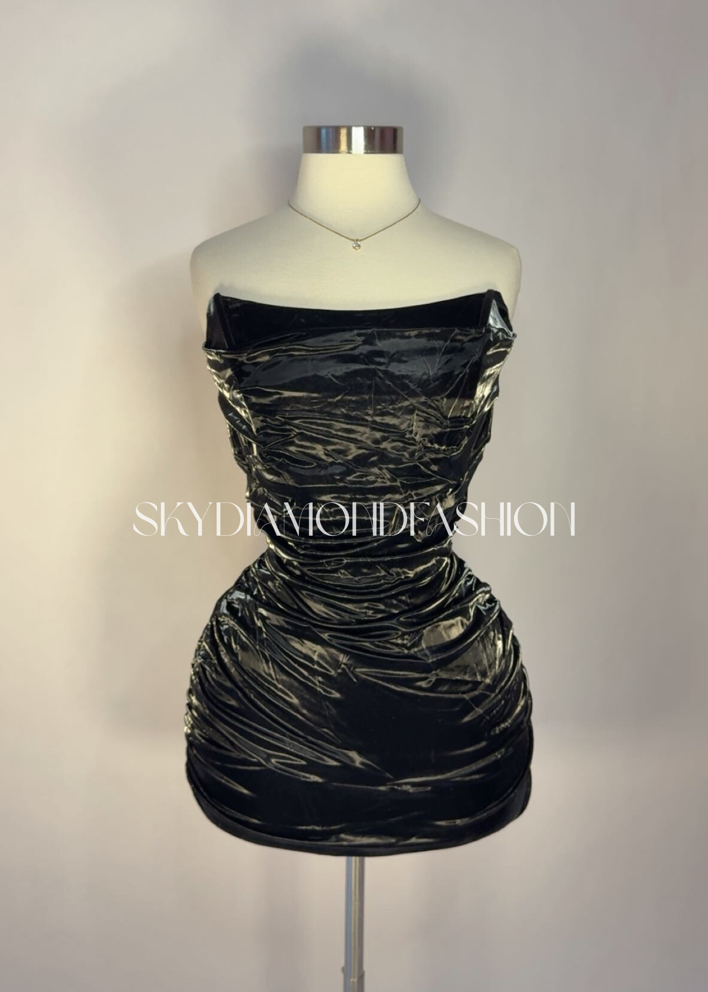 Faux leather mini dress