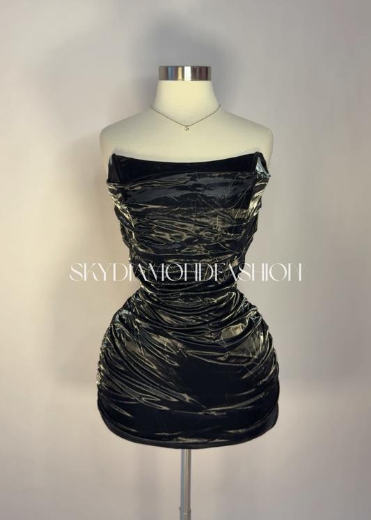 Faux leather mini dress