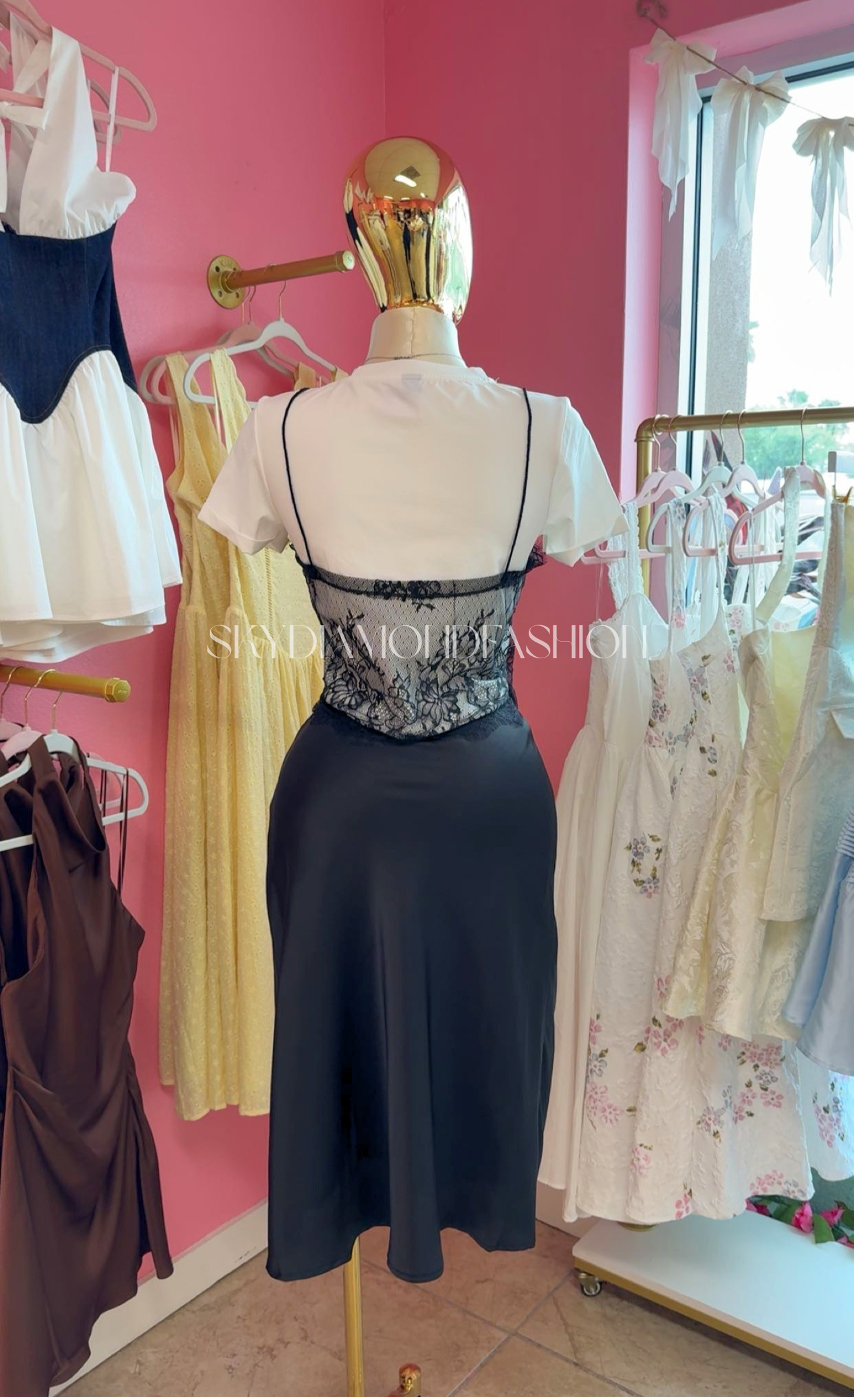 Black satin skirt