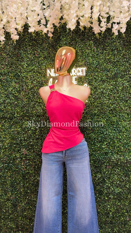 Fushia gold decal top