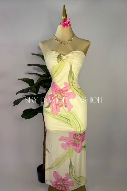 Tube long floral dress