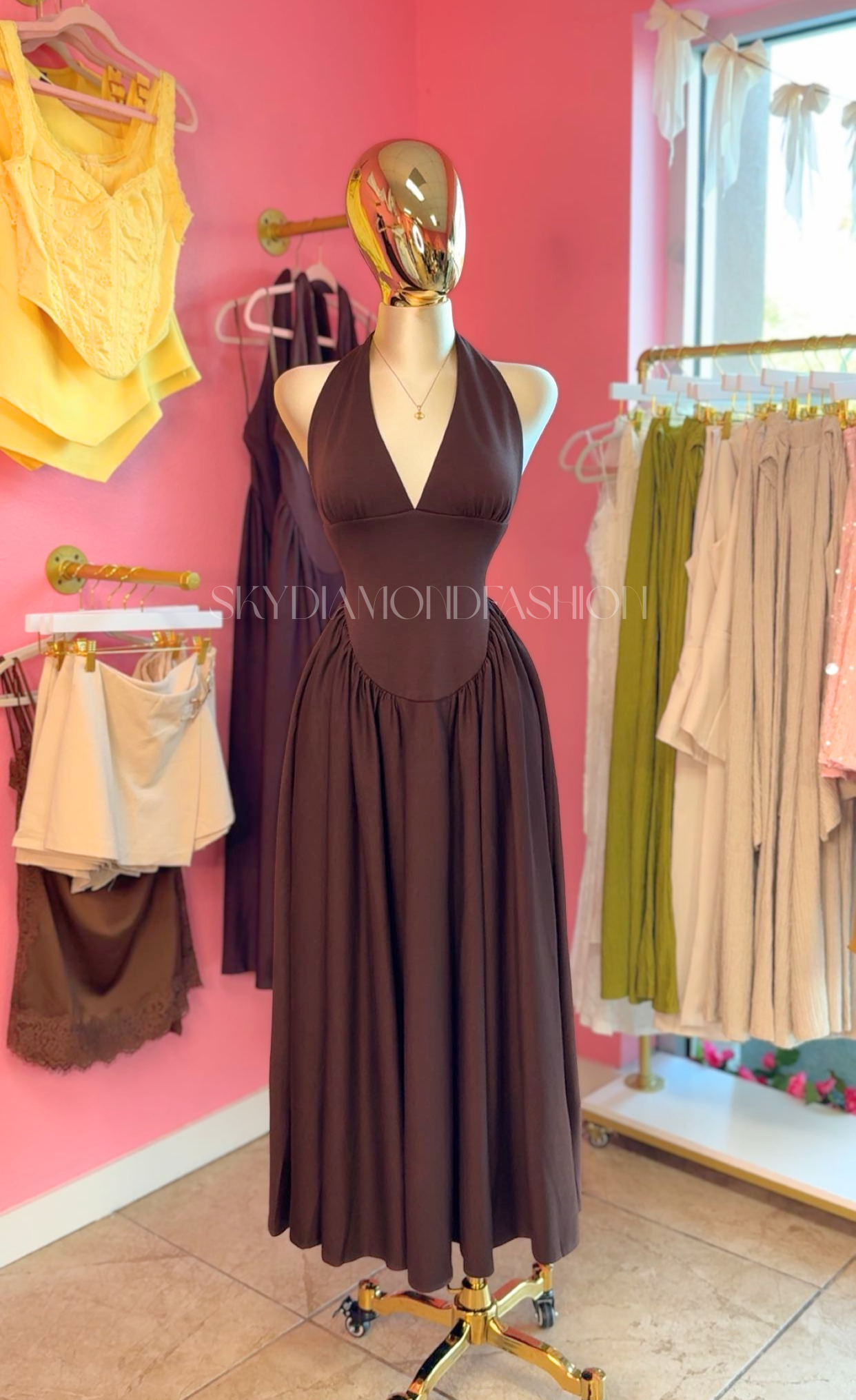 Chocolate halter maxi dress🤎