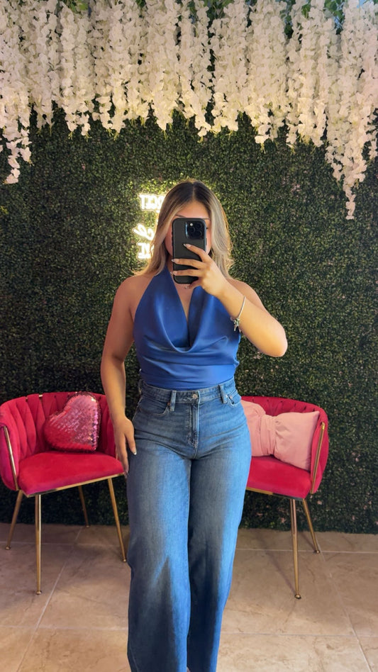 Royal blue halter top