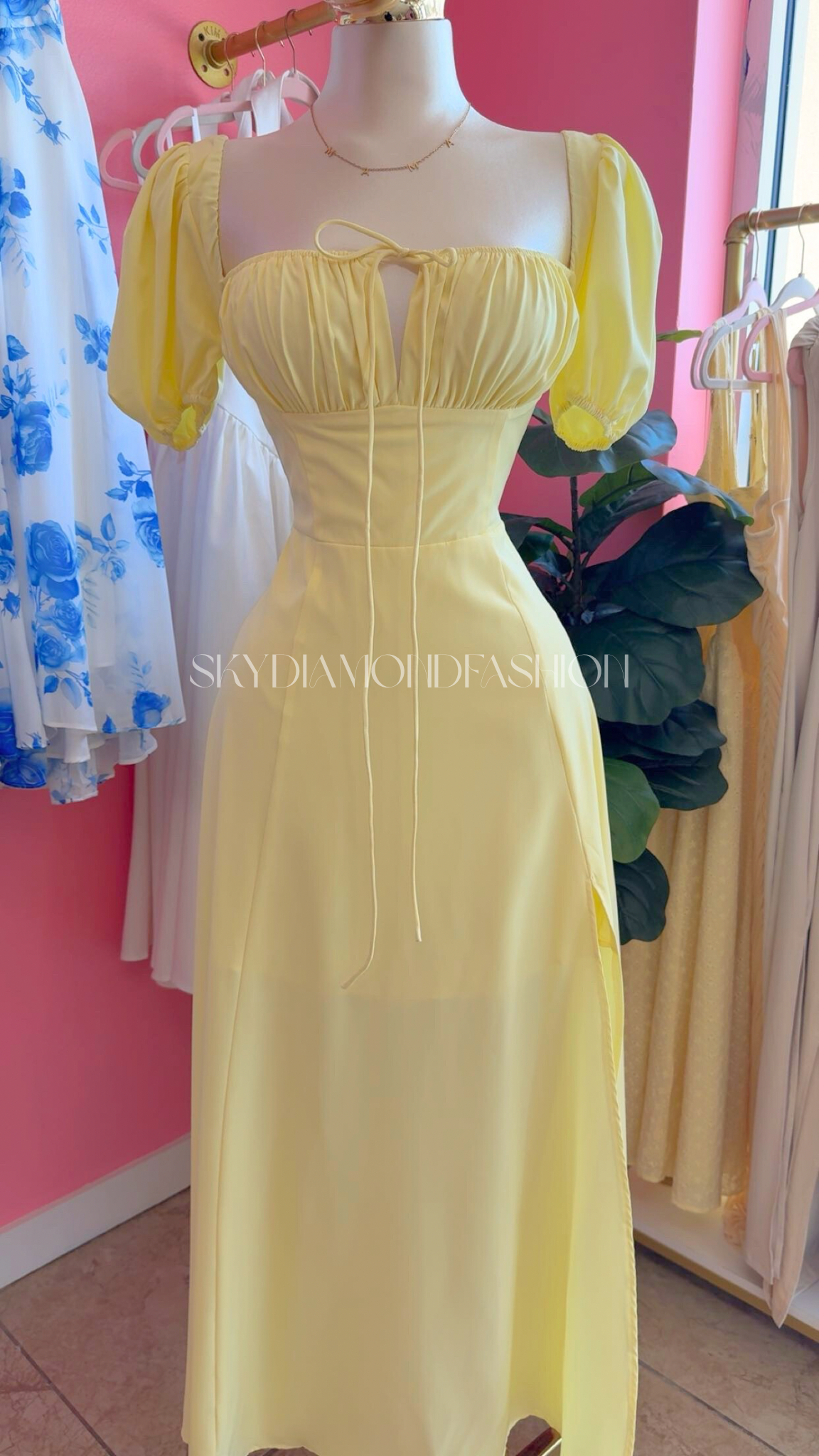 RESTOCK yellow buttercream dress