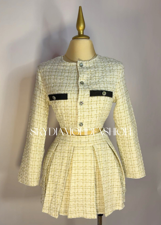 Old money apricot skirt set