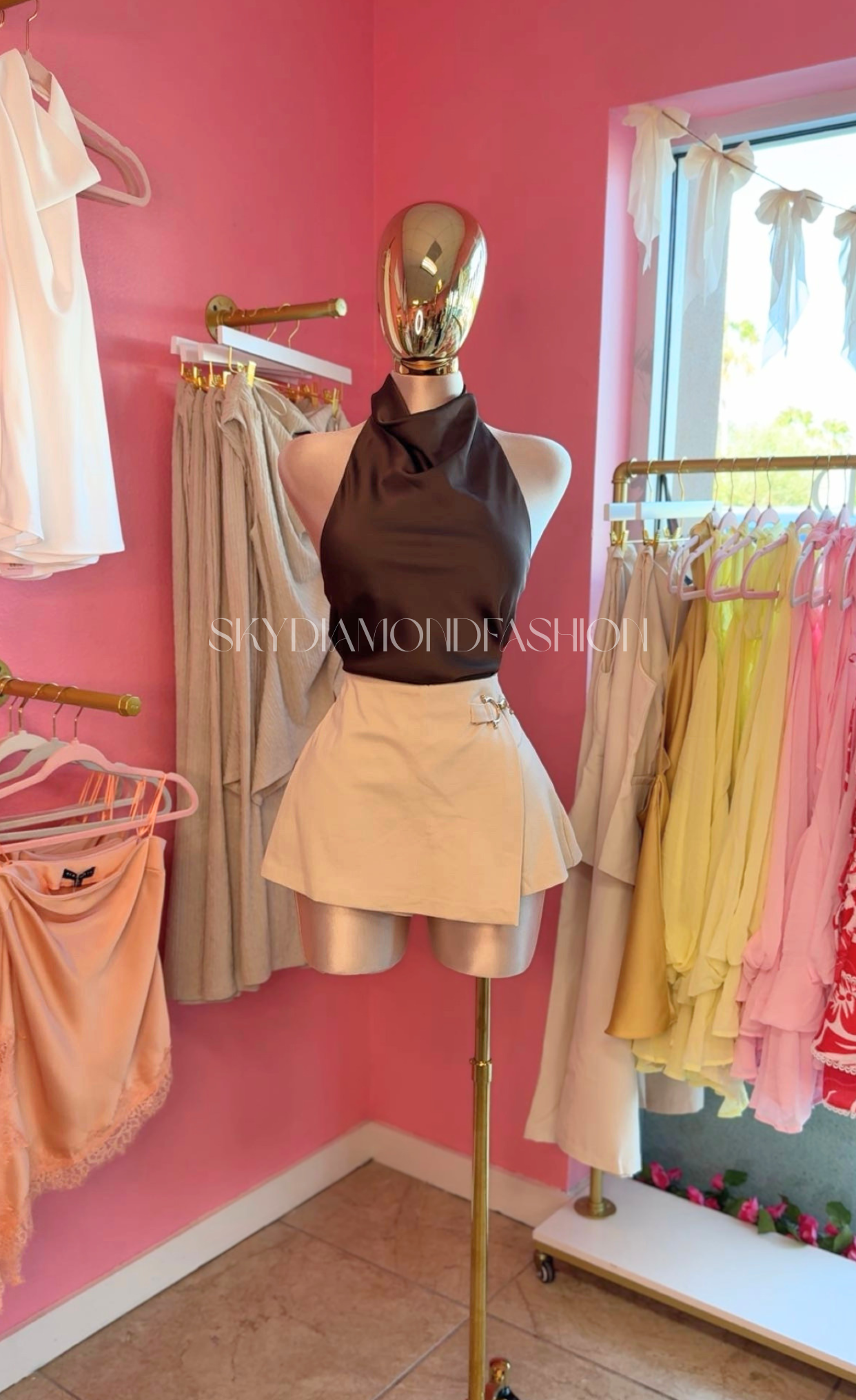 Brown satin camisole