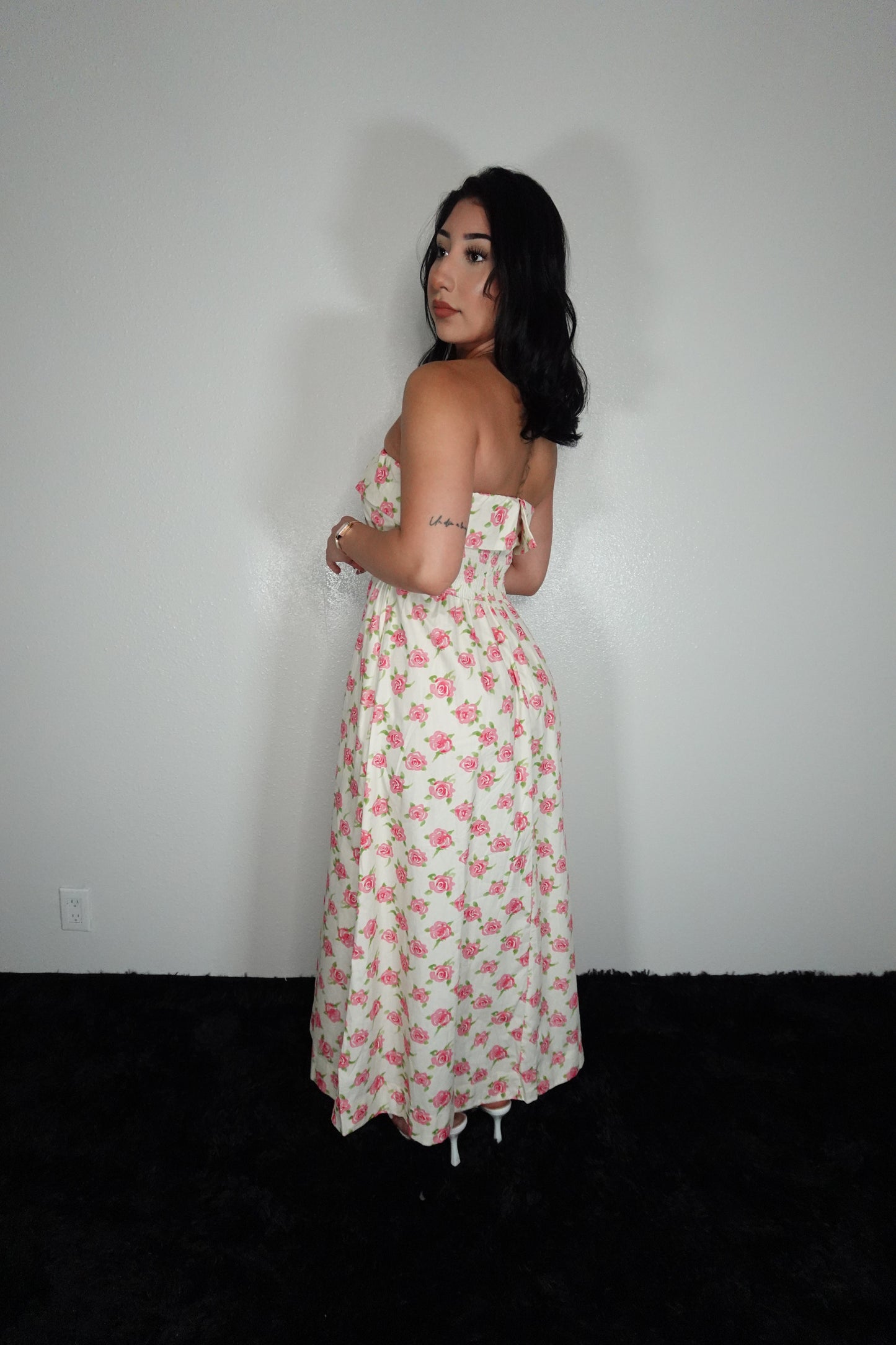 Blooming in pink midi dress