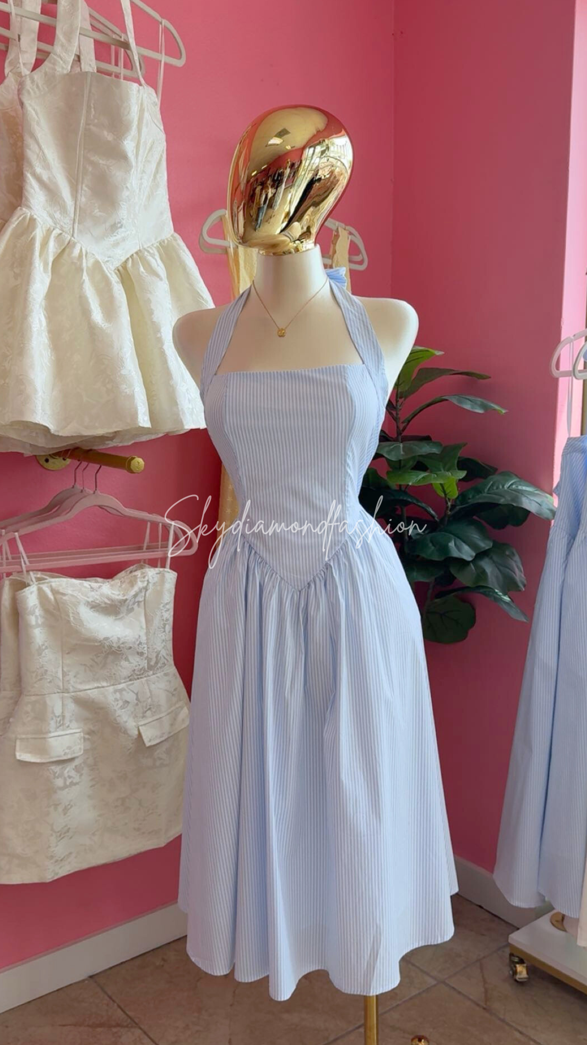 Coastal halter Breeze Dress🩵