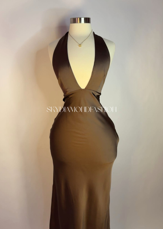 Brown satin dress