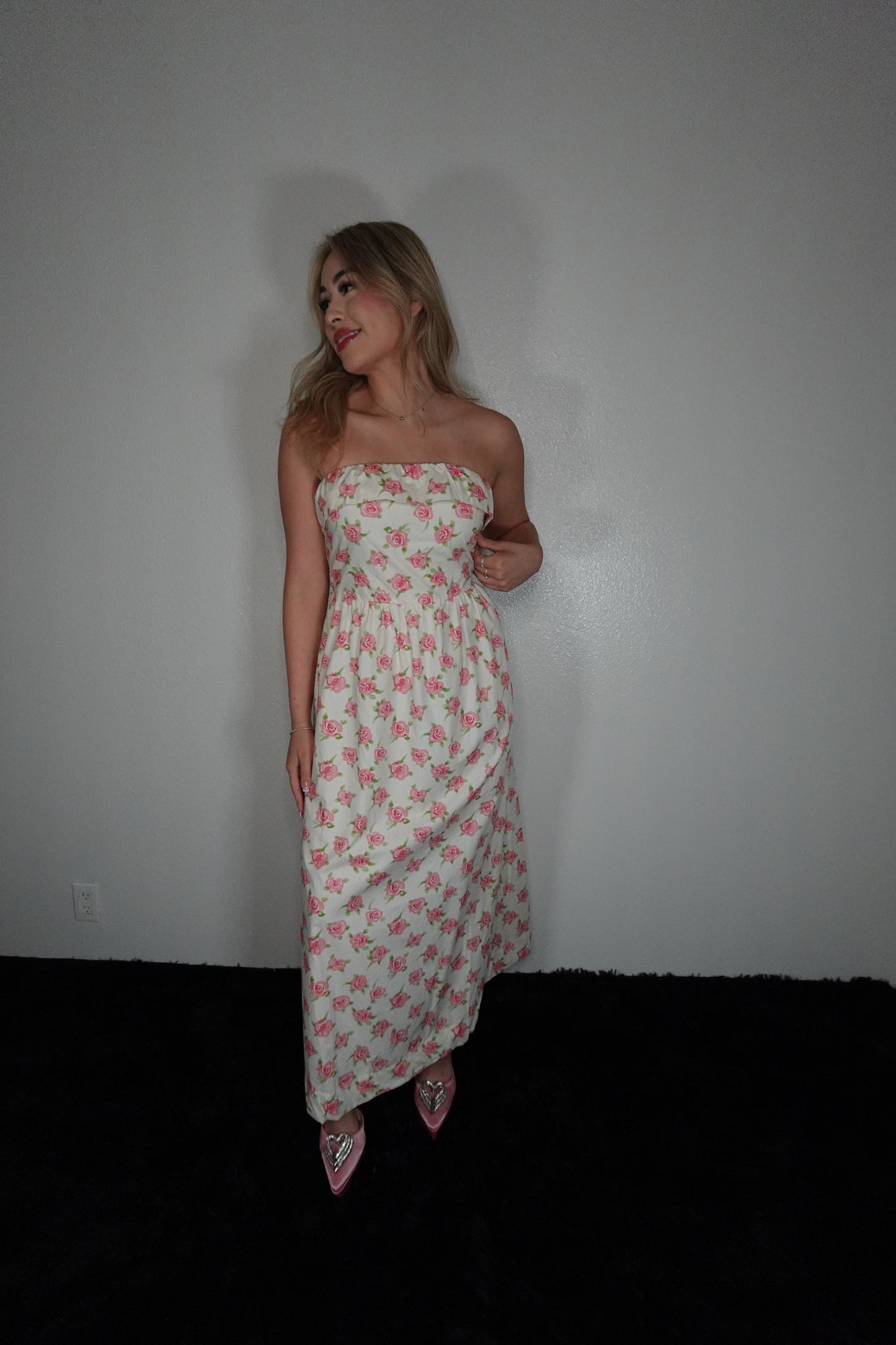 Blooming in pink midi dress
