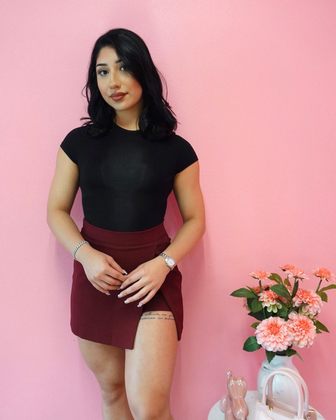 Burgundy skort