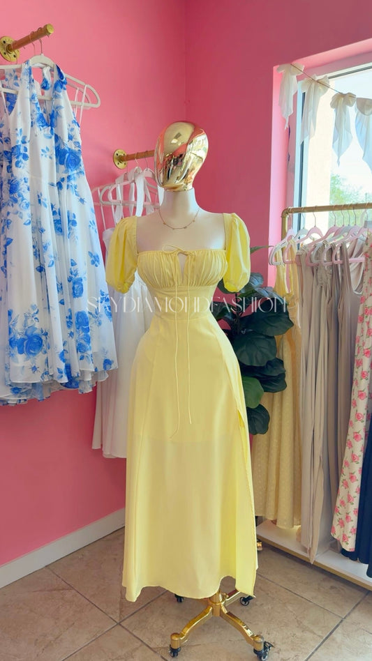 RESTOCK yellow buttercream dress