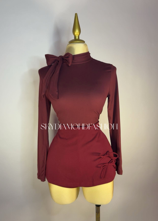 Burgundy bow skort