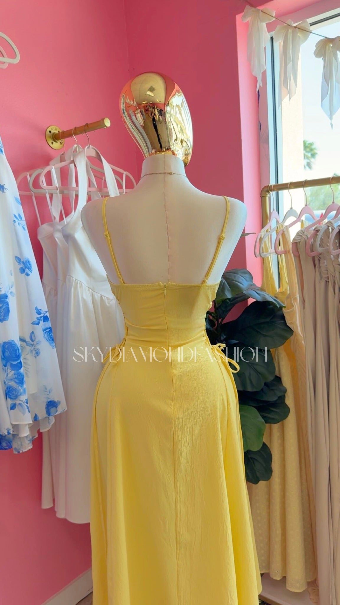 Yellow muse ruched dress