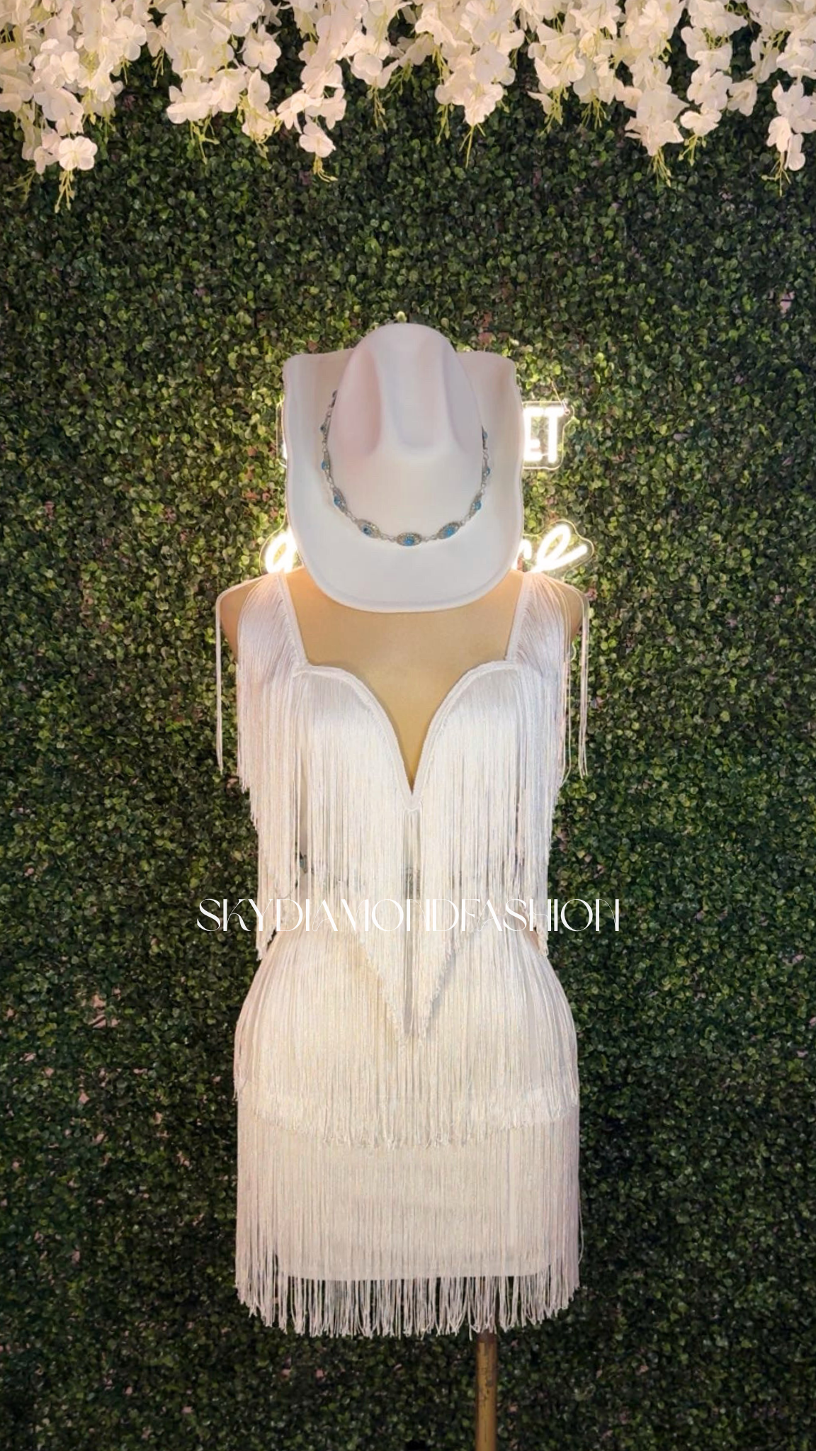 White fringe dress