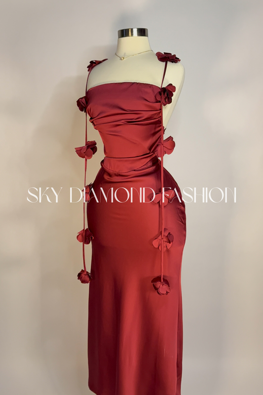 Burgundy flower dress
