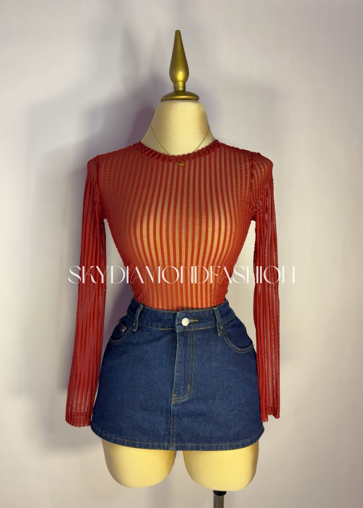 Red mesh bodysuit
