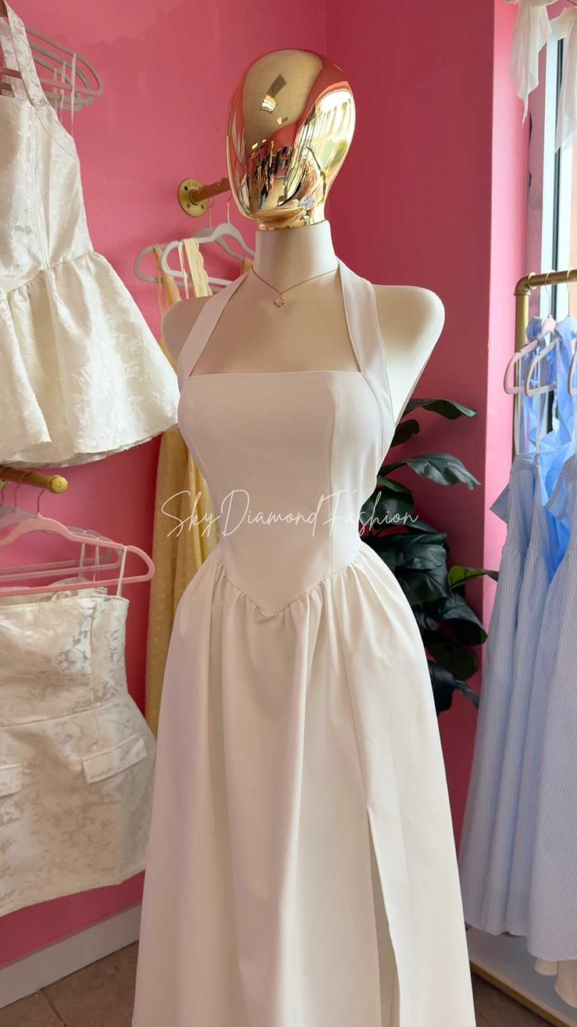 White Halter Blossom Dress🤍