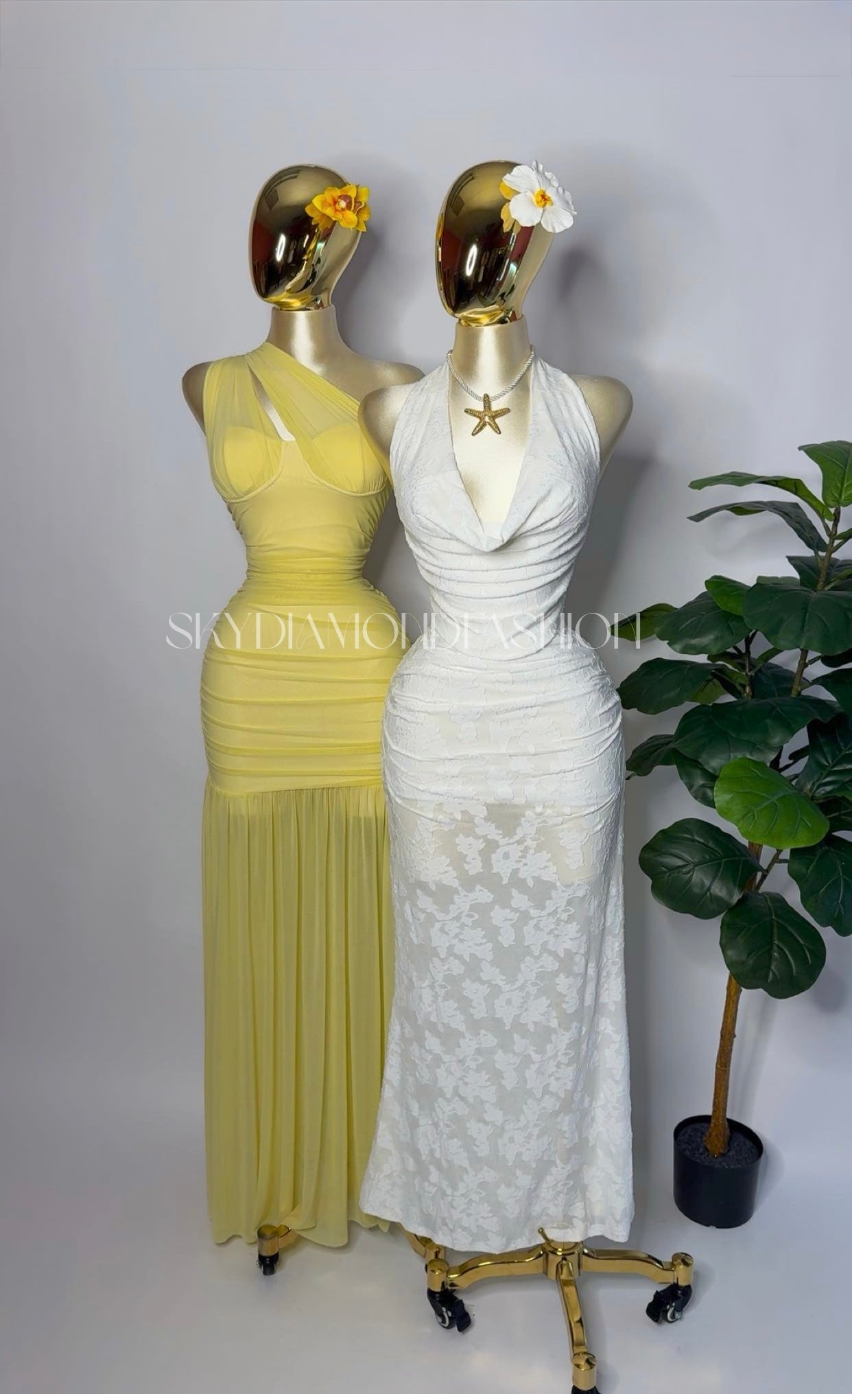 Halter white jacquard set