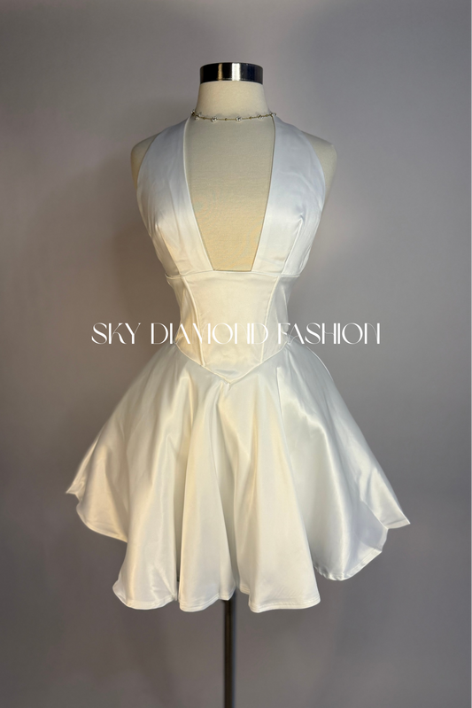 White silk dress
