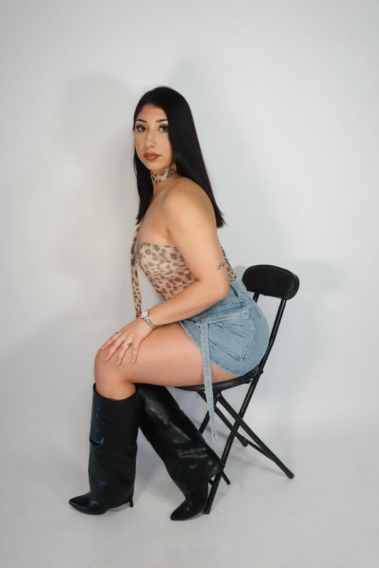 Cargo denim skirt