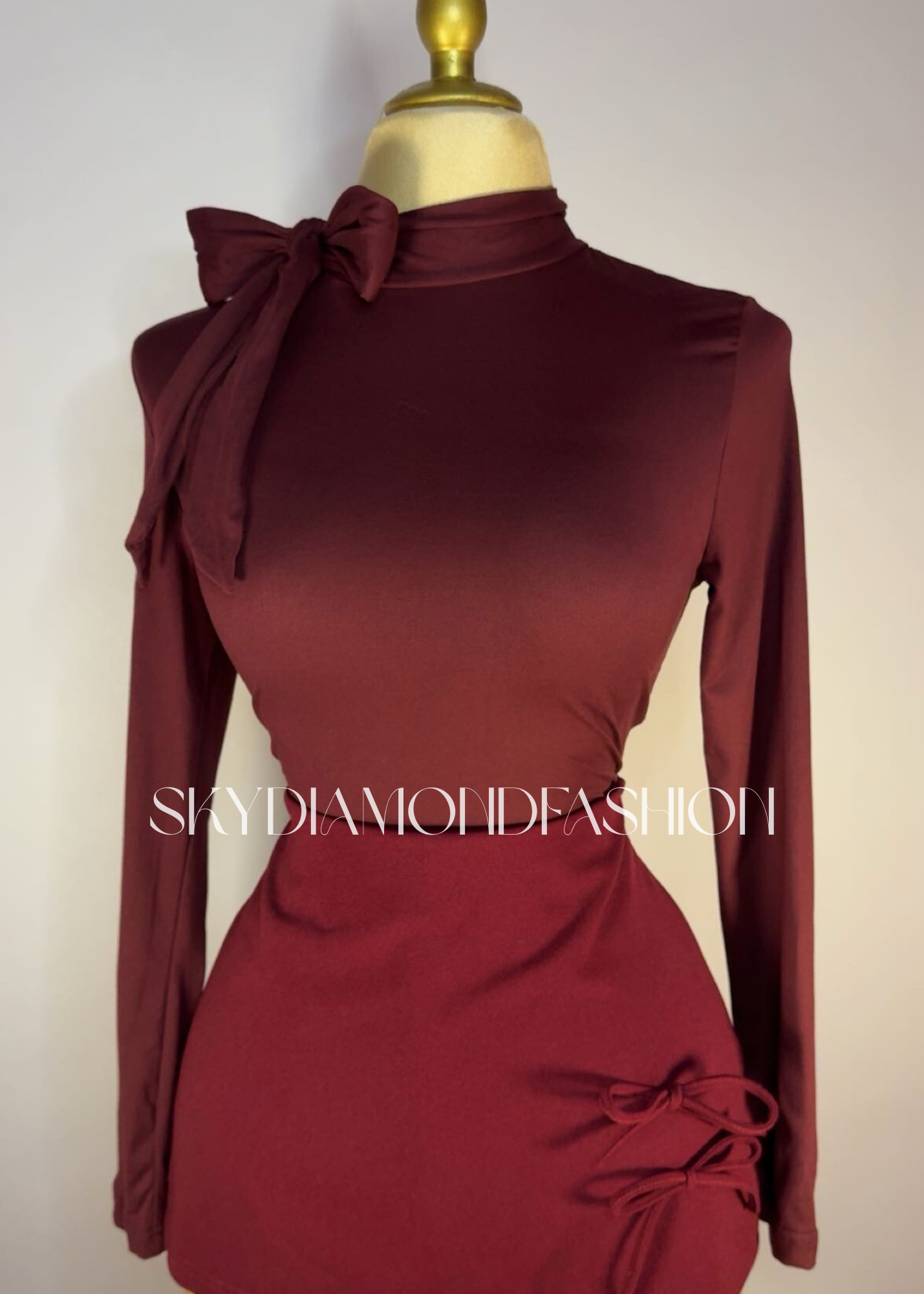 Burgundy bow skort