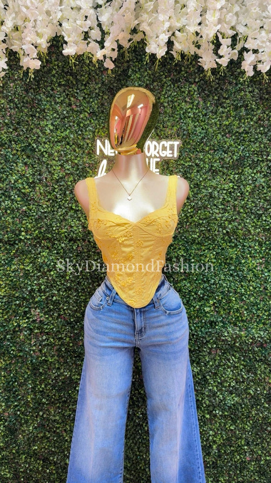 Yellow floral corset