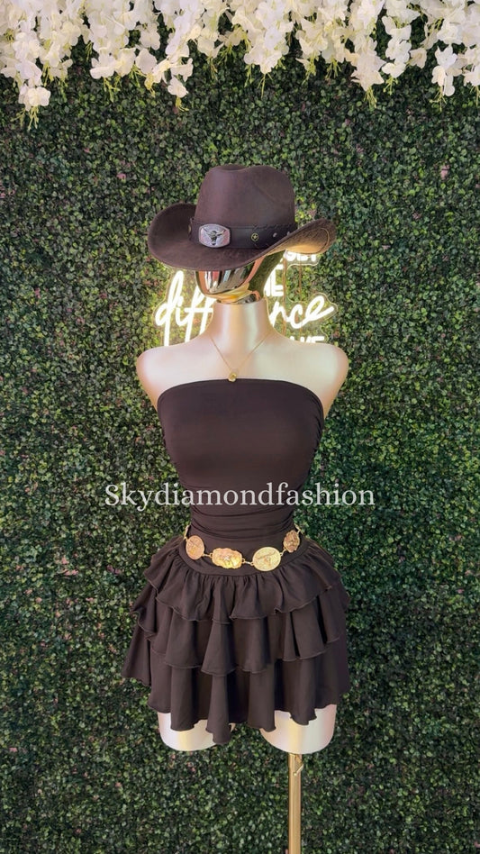 Brown layered dress