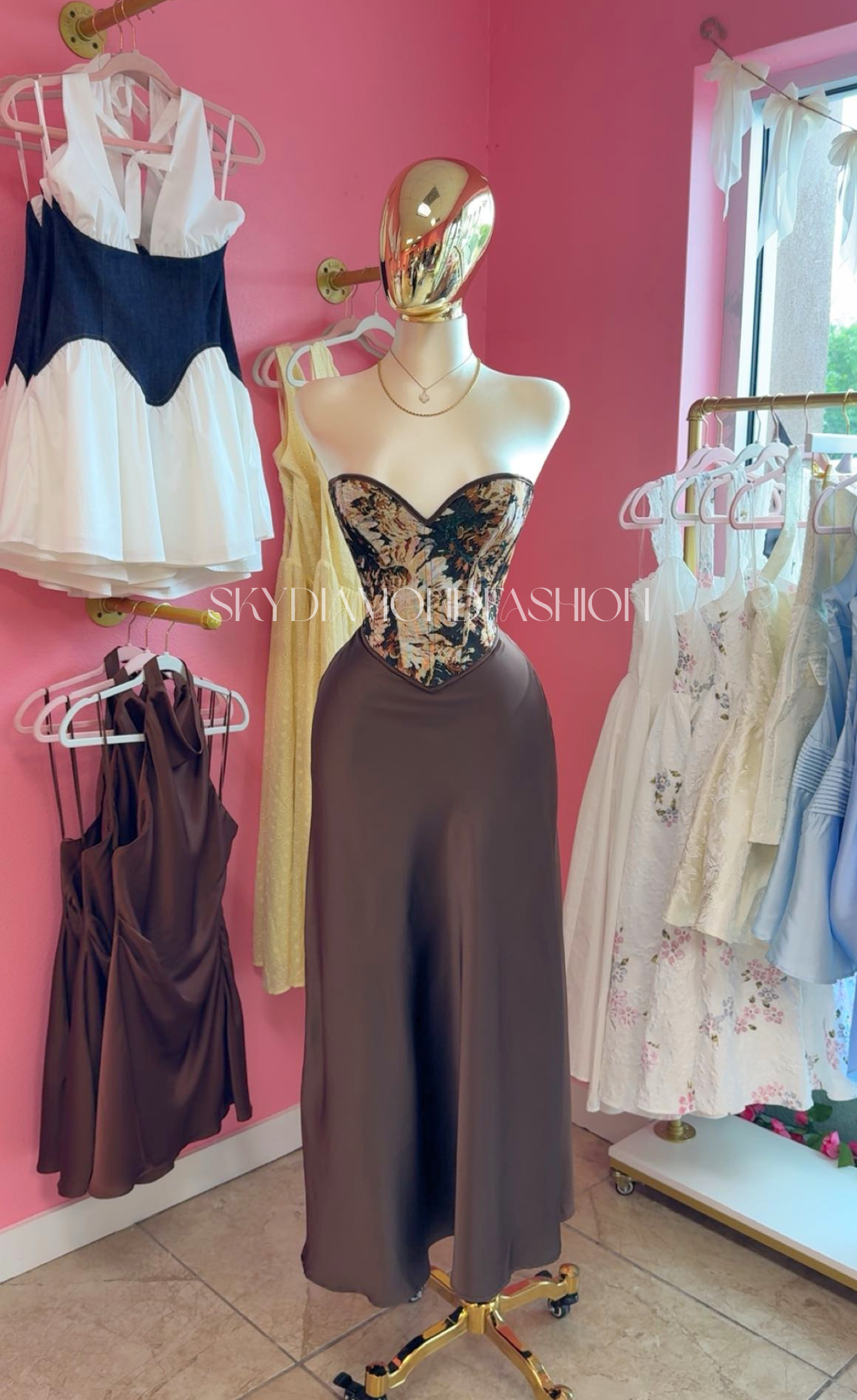 Brown satin skirt