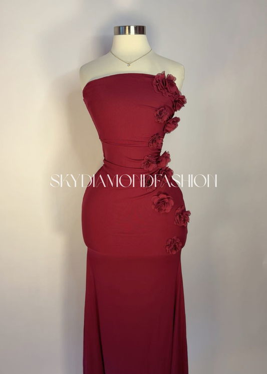 Dark cherry long dress