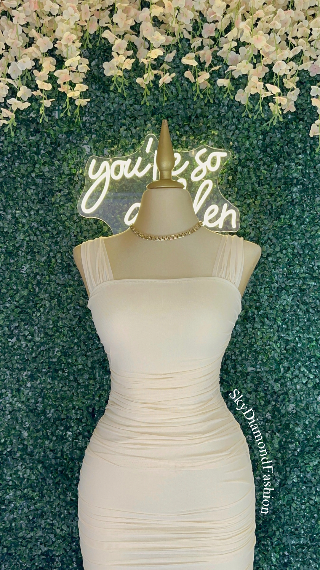 RESTOCKK Beige mesh dress