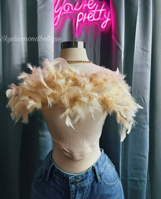 Beige feather top